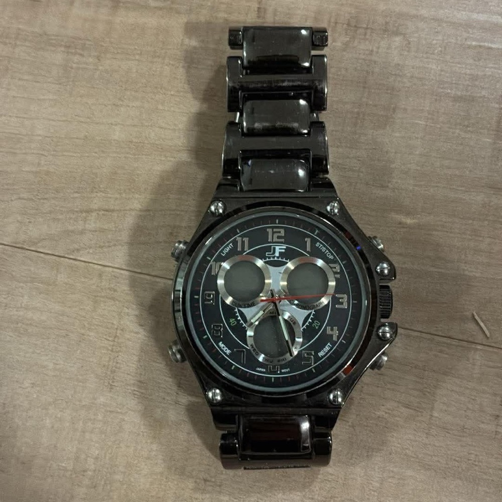 Men's Black Stainless Steel Chronograph Watch